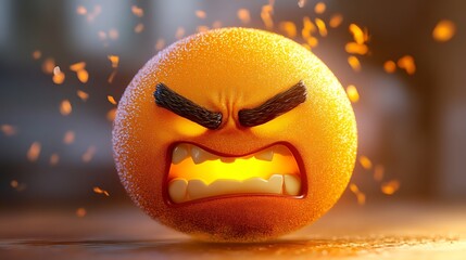 Naklejka premium An interdimensional angry emoji with warped effects