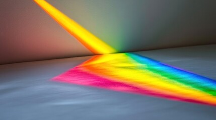 Fototapeta premium Refracted light creating a rainbow spectrum on a surface.