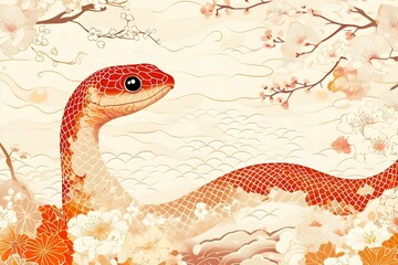 Obraz premium Year of the Snake Patterns, intricate designs symbolizing the Year of the Snake, vibrant colors and textures creating a dynamic visual experience.