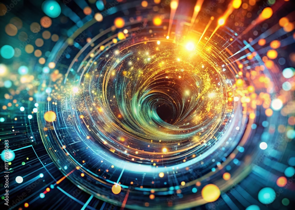 Poster abstract data encryption: cybersecurity defense system visualization