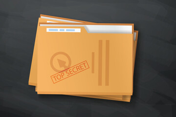 top secret stamp on folder with papers