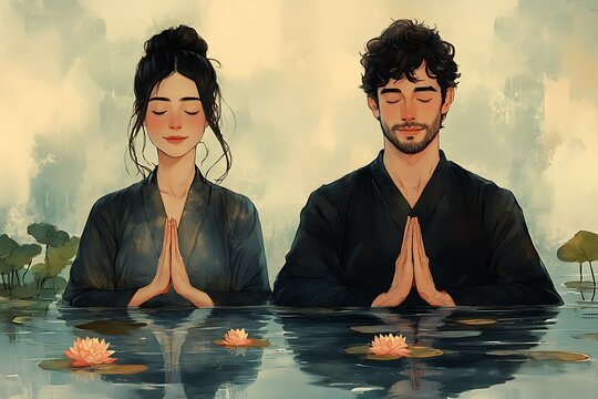 a couble praying in water

