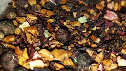 Dried fruits and berries for tea. Fruit tea. The benefits of dried fruits. Dried rosehip berries, apples for compote.