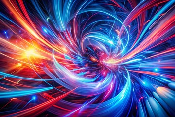 Obraz premium Abstract Energy Wave: Vibrant Blue and Red Light Streaks Colliding