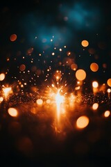 Fototapeta premium Abstract Background With Golden Glowing Lights For Text Overlay, Romantic And Festive Atmosphere