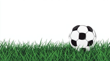 Fototapeta premium Soccer Ball in Green Grass Sports Field Background Football White Background