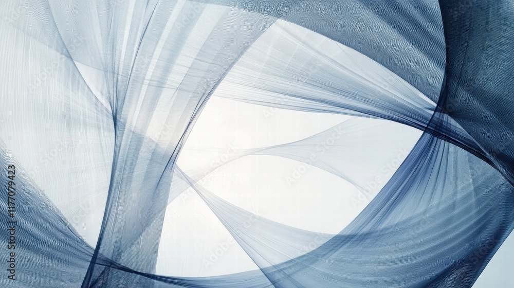 Poster flowing abstract wind lines create a serene atmosphere in soft blue tones with light accents. genera