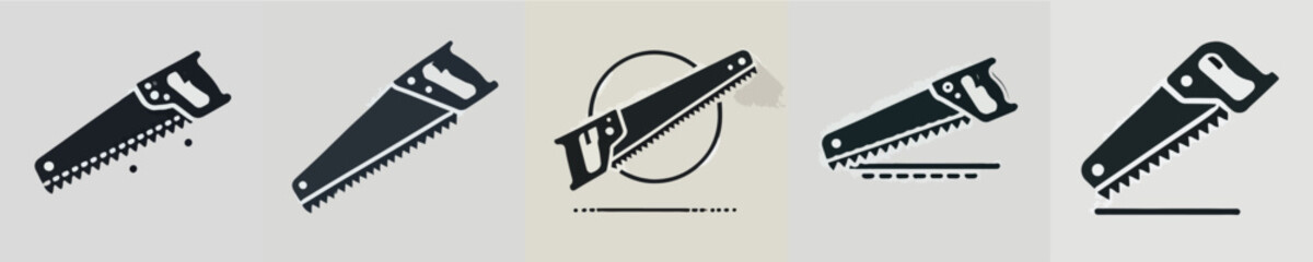 collection of vector icons of chainsaw silhouettes