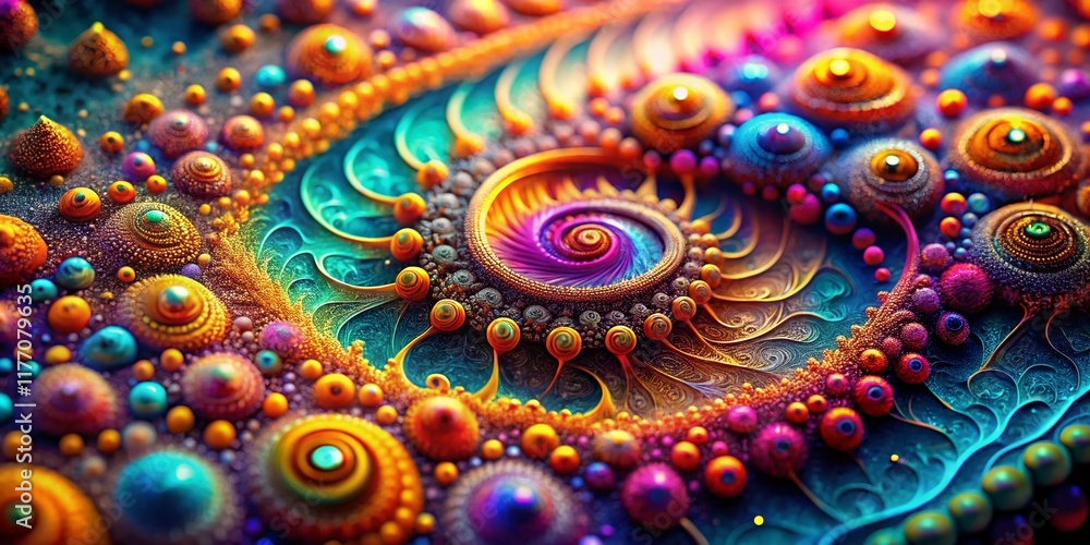 Poster abstract generative ai art: close-up macro shot of colorful fractal patterns