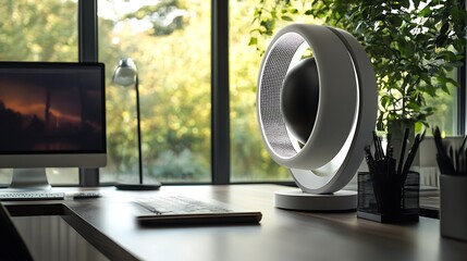 Contemporary desk fan with a bladeless design