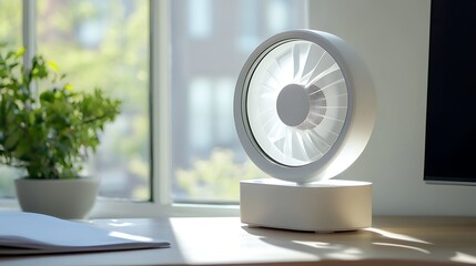 Contemporary desk fan with a bladeless design