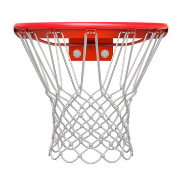 Basketball hoop with net isolated on transparent background - 3d PNG illustration
