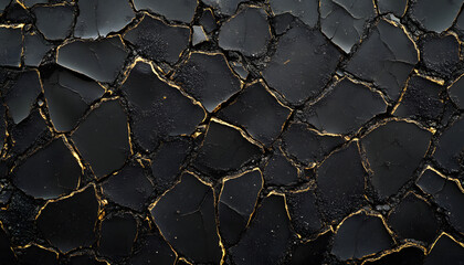 Black Surface With Gold Veined Cracks