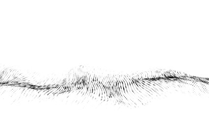 Wave with motion dots. Abstract digital background. Concept connection big data. Futuristic technology backdrop. 3D rendering.