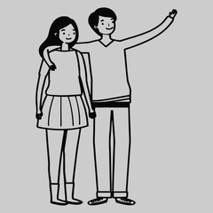 sweet couple line art silhouette vector design art and illustration