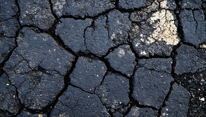 Fototapeta premium Cracked Dark Asphalt Road Surface Texture