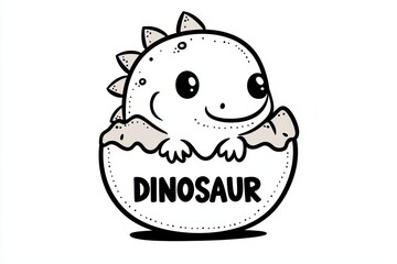 Adorable Baby Dinosaur Hatching from Egg Cute Cartoon Illustration Childish Design