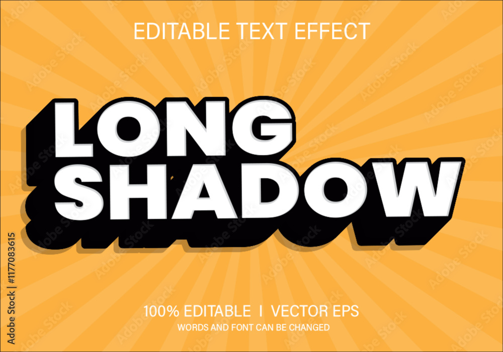 Poster long shadow vector text effect with modern style design