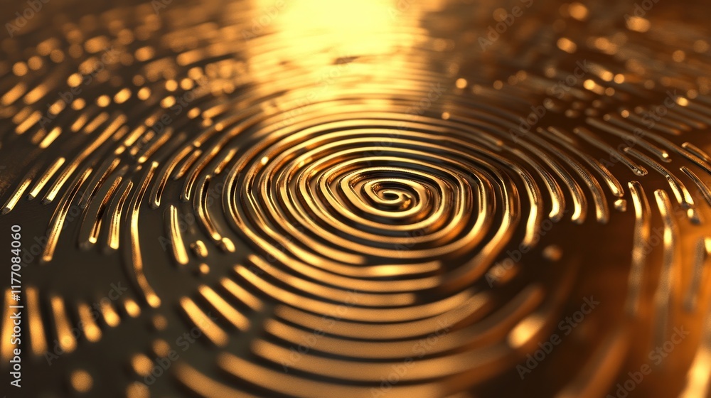 Poster golden spiral abstract: a mesmerizing visual of concentric circles in gleaming gold, evoking a sense