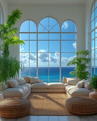 Luxurious beachfront living room with ocean view. (1)