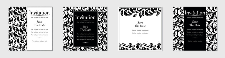 Set of abstract floral patterns. Vector seamless backgrounds. Perfect for invitations or announcements