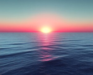 Obraz premium Pink sunset over calm ocean. (9)