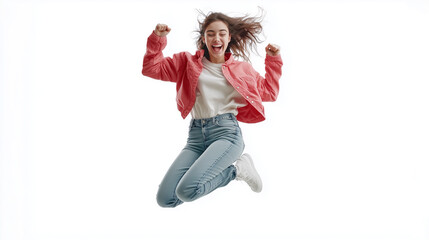 woman-jumping-mid-air-white-background-8k-clenched-fists-smiling-casual-clothing-studio-lighting-clean-shot