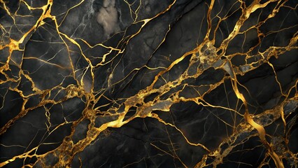 Abstract Luxury Black Marble & Gold Wallpaper: Elegant Glam Chic Background