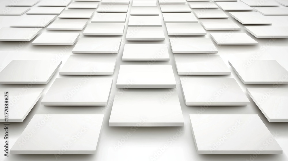 Aufkleber abstract white square pattern geometric background 3d cubes modern design clean texture minimalist