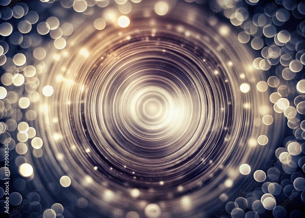 Poster abstract monochrome background with concentric circles and bokeh effect