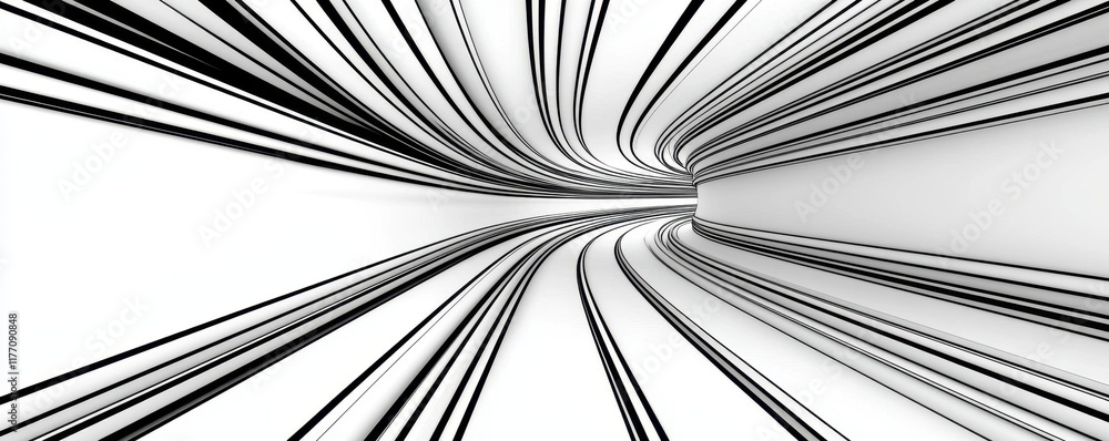 Poster abstract black and white swirling lines tunnel 3d rendering modern design geometric pattern vortex