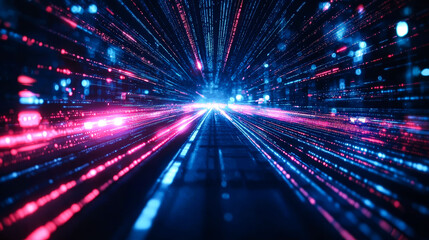 Abstract Digital Stream: A Journey Through the Neon Data Highway of Tomorrow's Technology