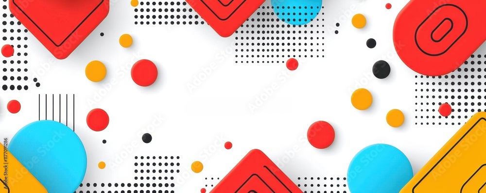 Poster abstract colorful geometric shapes background design with red yellow and blue circles and dots