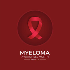 Multiple Myeloma Awareness Month. Realistic Burgundy Ribbon with Calligraphy Ribbon, Realistic ribbon. Vector illustration of background. 