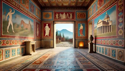 Obraz premium Interior of a Roman house in Pompeii