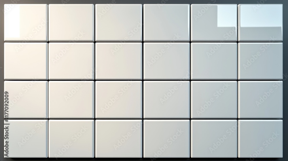 Poster clean modern white square tiles seamless pattern background texture