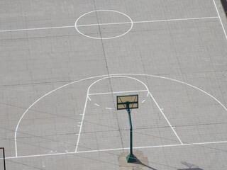 Basket court with net and ball