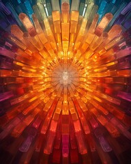 Abstract colorful glass radiating pattern.