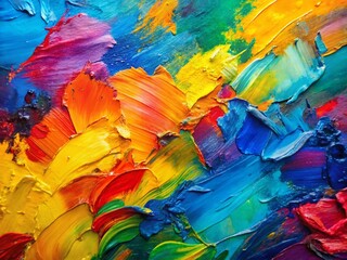 Abstract Painting Left Composition, Vivid Colors, Modern Art, Copy Space