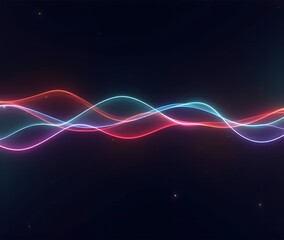 Waves with Glowing Lines and Neon Energy in black background, Generative Ai