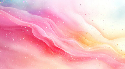 Fluid design in pastel colors with wavy lines and scattered particles, evoking an ethereal and soft style. Generated with AI.