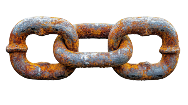 rusty chain link isolated on white background 