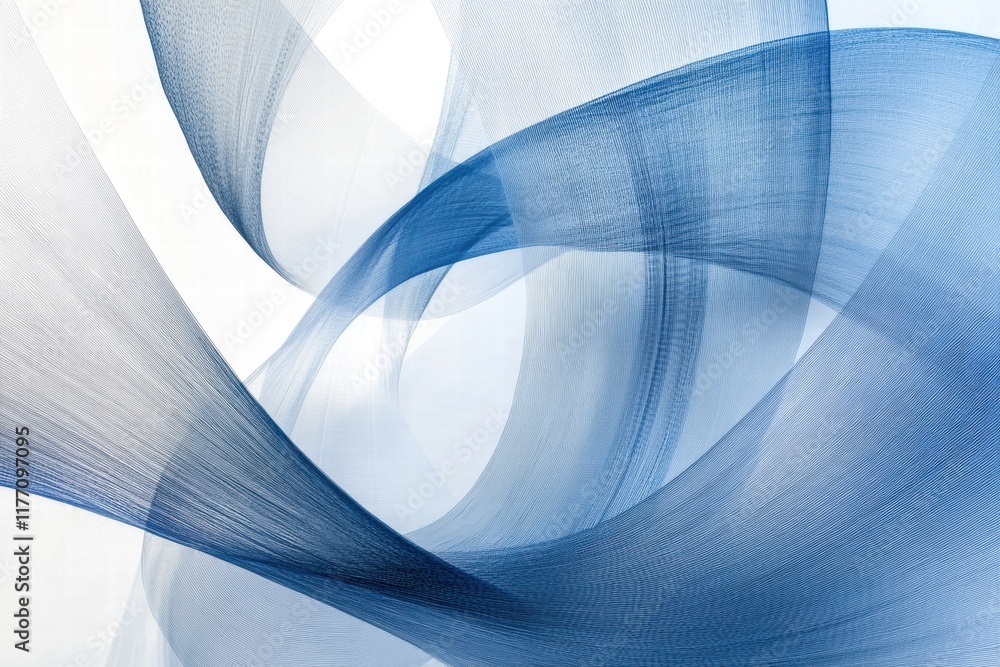 Aufkleber abstract representation of flowing wind lines in soft blue hues creating a sense of movement and ser