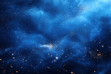 Fototapeta premium Blue nebula with glowing stars and cosmic dust clouds in deep space