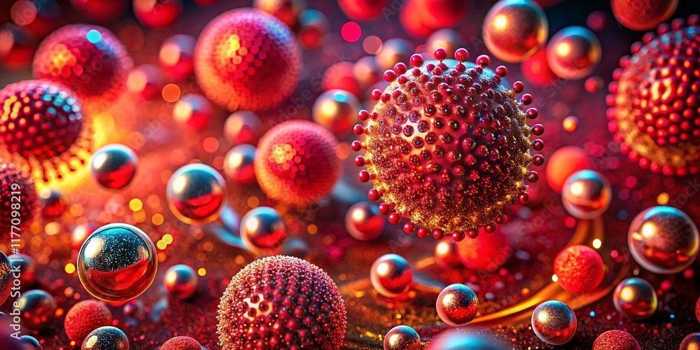 Poster abstract red microscopic cell mutation background - shimmering particle texture