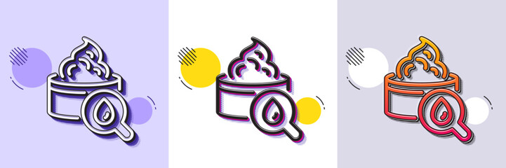 Moisturizing face cream line icon. Halftone dotted pattern. Gradient icon with grain shadow. Skin care sign. Cosmetic lotion symbol. Line moisturizing cream icon. Various designs. Vector