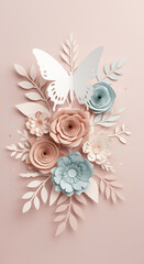  Valentine's day composition in papercraft vector style.