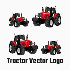 tractor vector design, rice plow, agricultural machinery, tractor logo, transportation, red farming tractor, illustration
