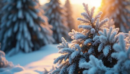 Frosted Siberian Carpet Cypress with Left Text Space