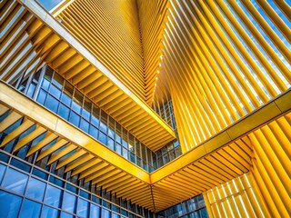 Naklejka premium Abstract Yellow Lines Architectural Structure - Modern Building Design